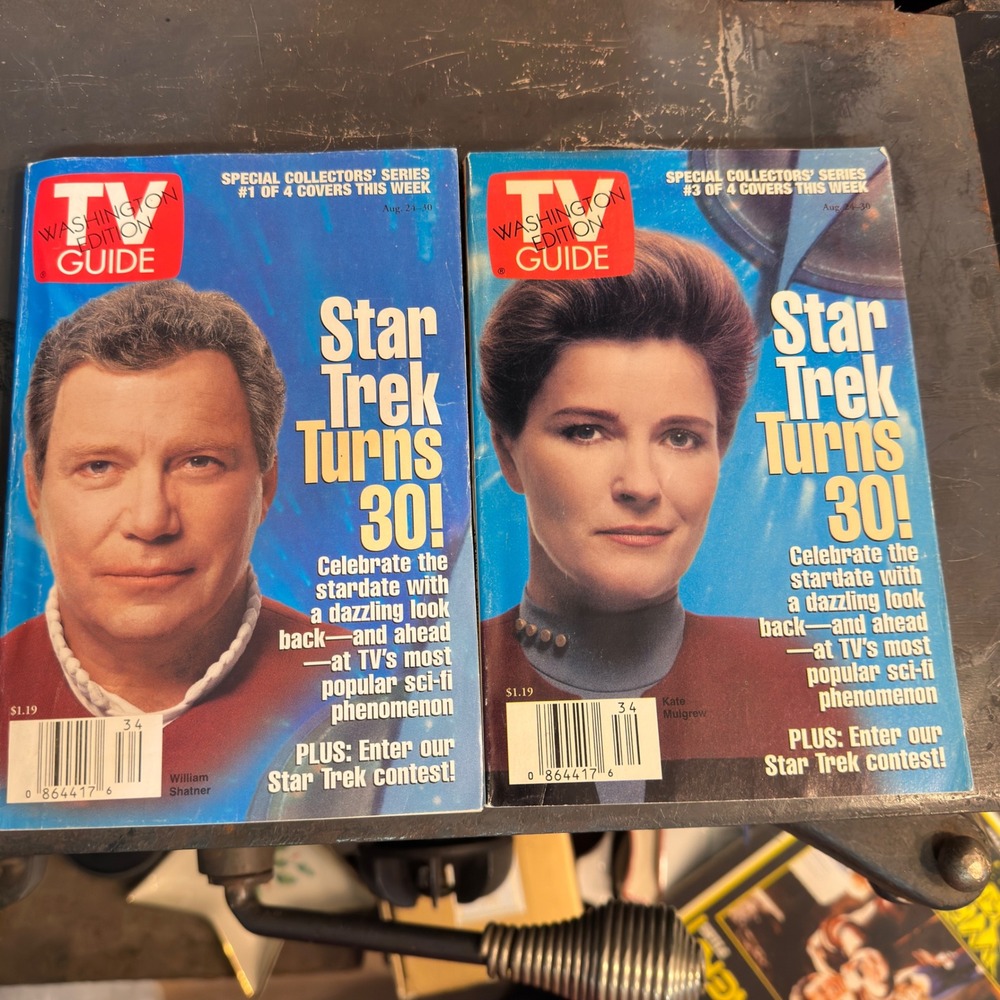 TV Guide Star Trek 30th Anniversary 1996 Shatner Mulgrew Covers Lot of 2 Vintage
